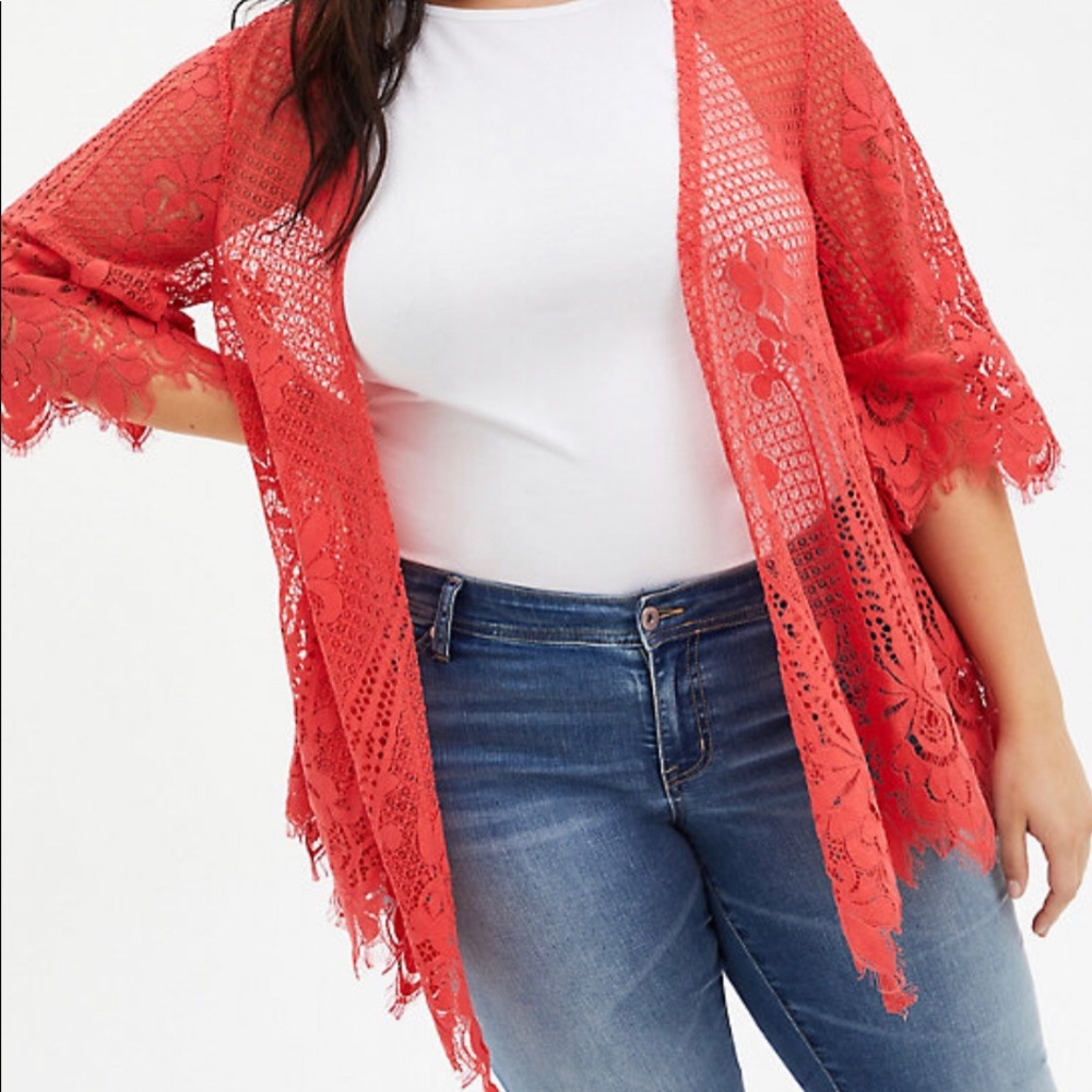 Torrid coral lace kimono